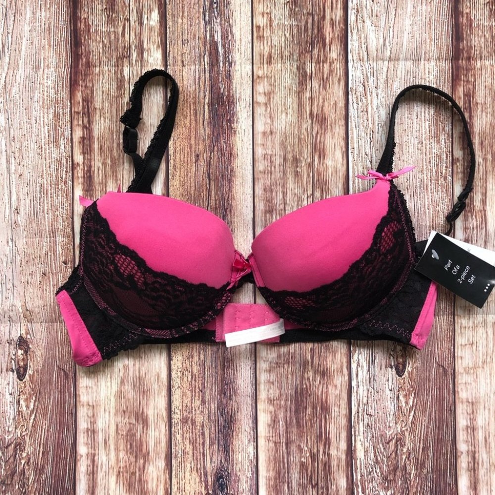 Hot Pink Lace Push Up Bra